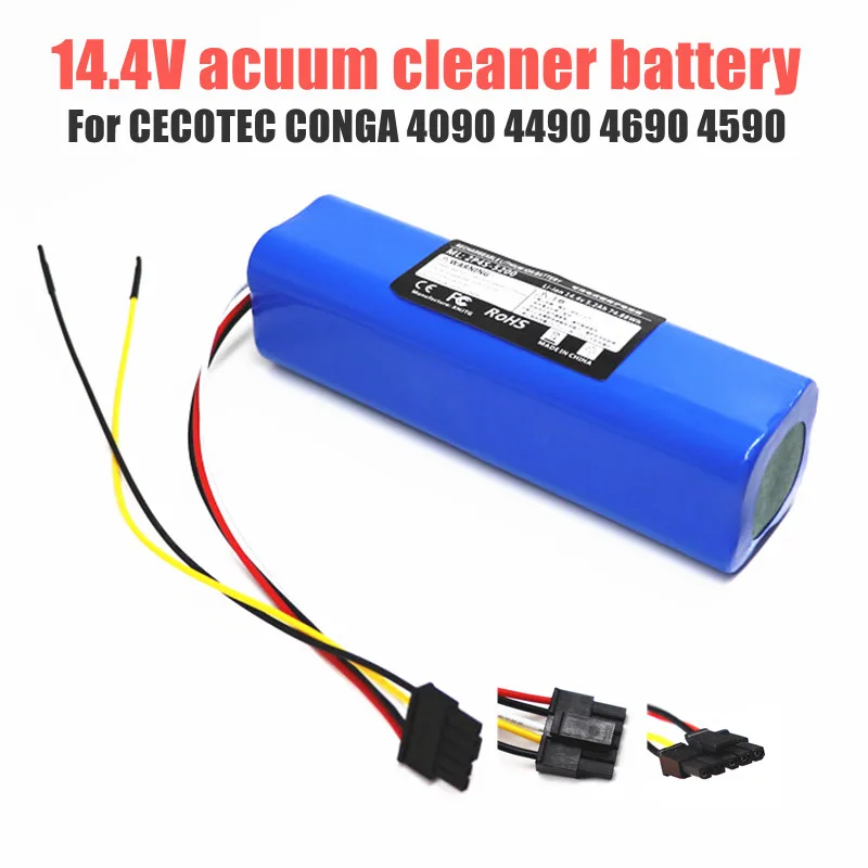 Aleaivy 14.4V 4S2P 18650 battery For CECOTEC CONGA4090 4490 4690 4590 NIT robot vacuum cleaner battery 6500mAh/6800mAh