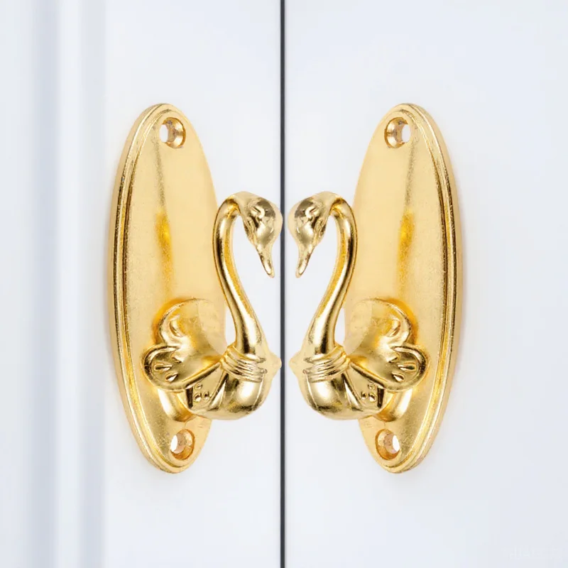 

Pair of Solid Zinc Alloy Golden Curtain Tiebacks 85cm Decorative Swan Drapery Hooks Classic Holdbacks Rose Curtain Hook