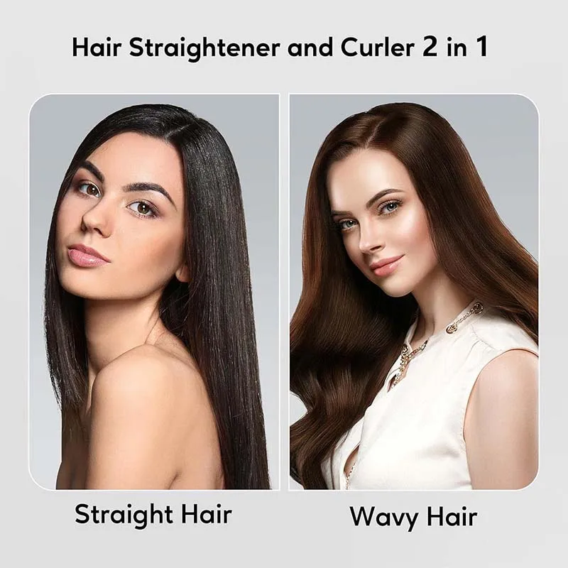 Fer à lisser professionnel 2 en 1, fer plat en céramique, plaque large à ions négatifs, fer à lisser réglable à température