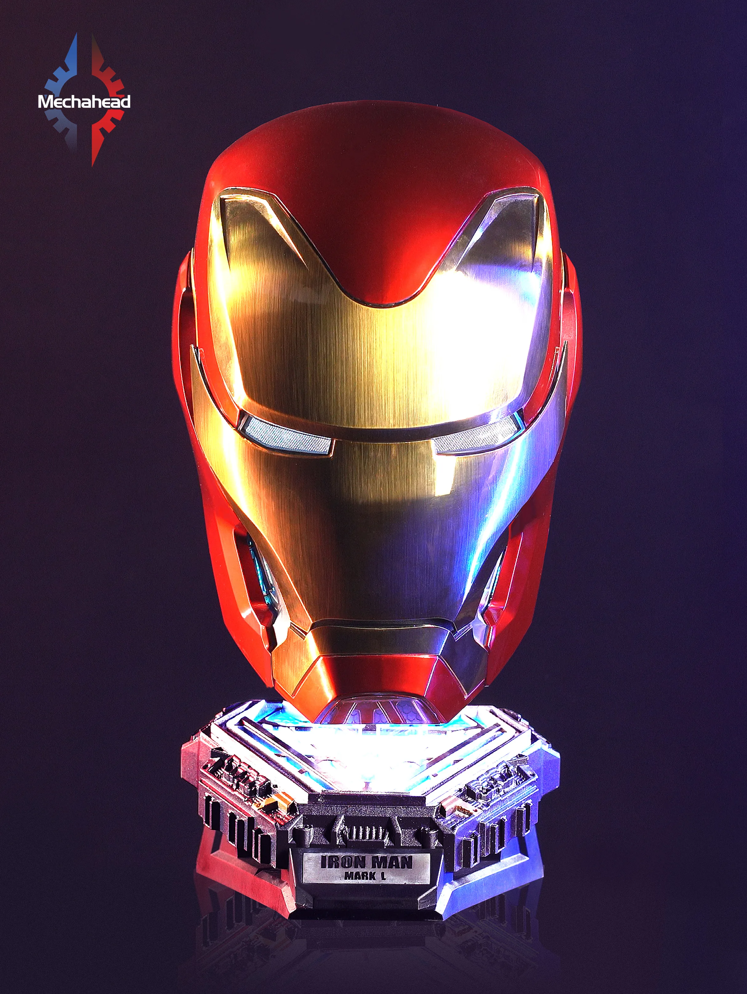 

Autoking Iron Man Mk50 Helmet 1:1 Scale Collectible with Special Charge Base Remote Voice Control And Customizable Display Stand