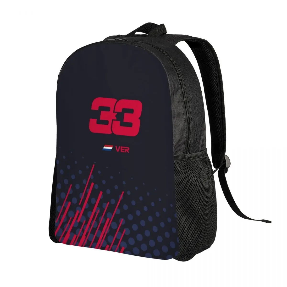 Mochila personalizada para Conductor de coche de carreras, resistente al agua, con estampado de la bandera holandesa Max, número 33, para hombre y mujer