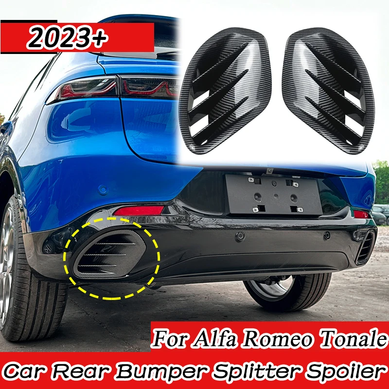 For Alfa Romeo Tonale 2023+ Rear Bumper Splitter Spoiler Air Outlet Exhaust Tips Side Vents Cover Trim Exterior Accessories