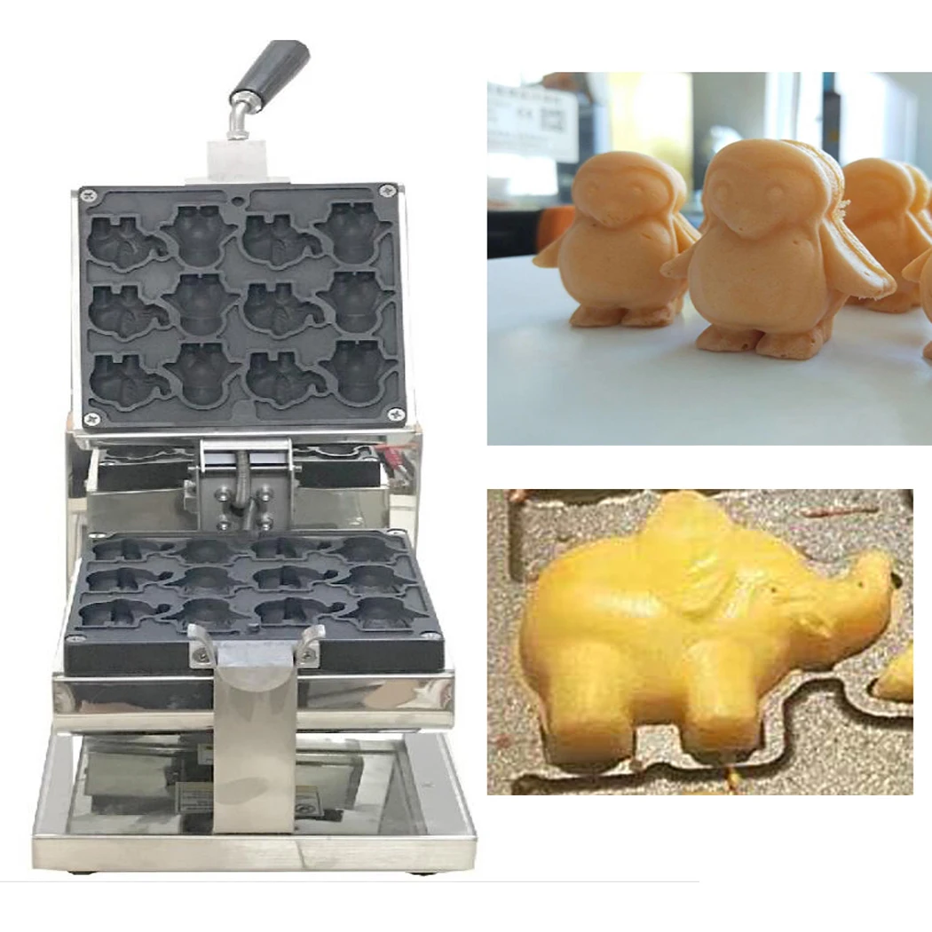 Mini gofrownica taiyaki 1500W elektryczna maszyna do robienia gofrów niedźwiedź nieprzywierająca powłoka sprzęt do przekąsek