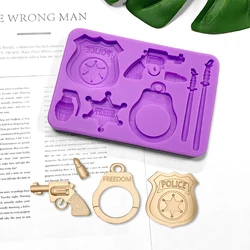 Toy badge Handcuffs baton silicone mold Cake decoration mold Toy Revolver Toy Bullet brand DIY chocolate candy mold