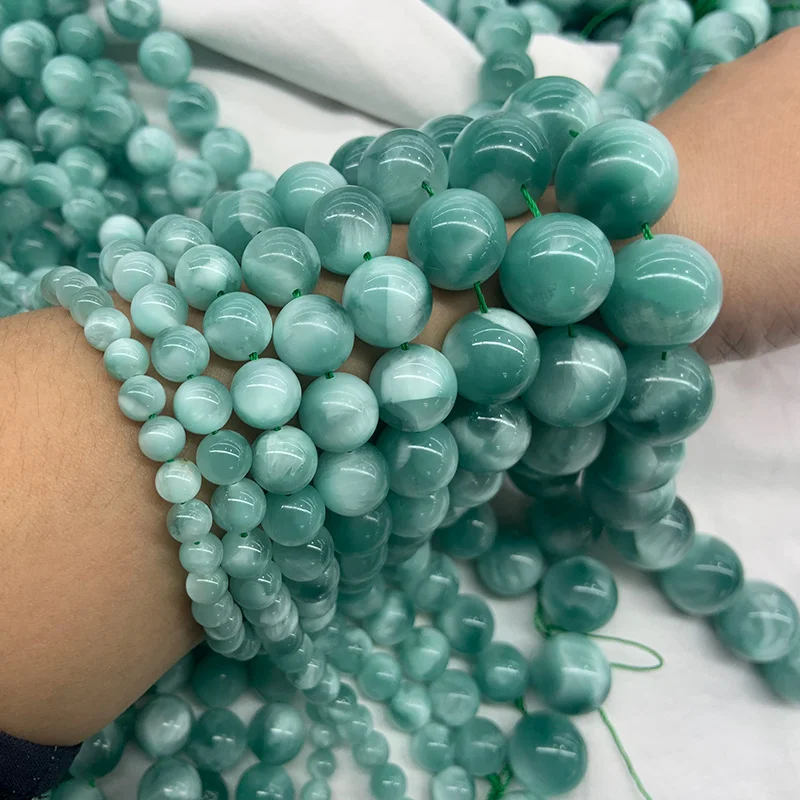 

6-20mm Natural Green Angelite Beads 15'' Round DIY Loose Stone Beads For Jewelry Making Beads Women Bracelet Necklace Earring