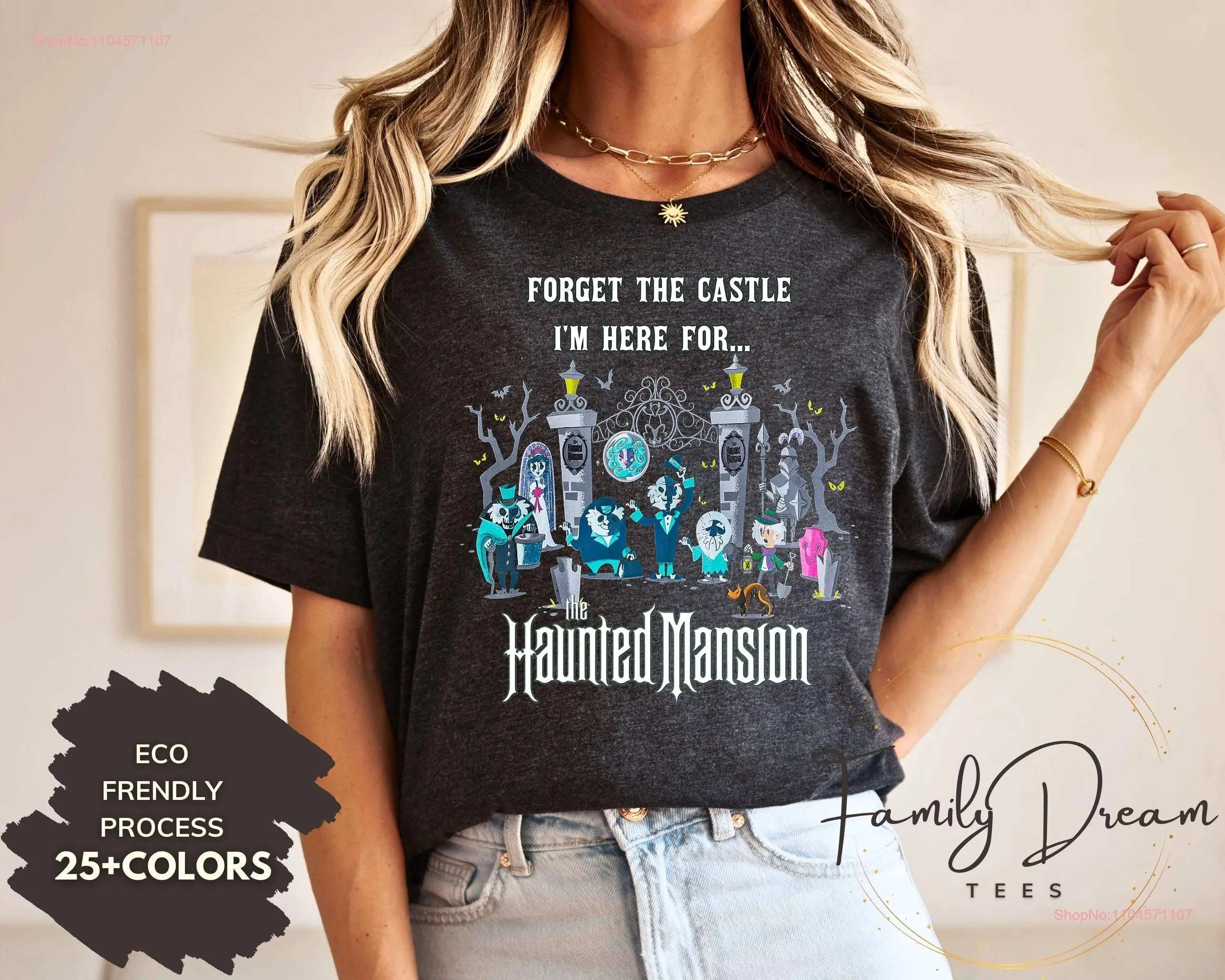 Vintage Forget The Castle I'm Here for Haunted Mansion T Shirt Halloween Matching Hitchhiking Ghosts s