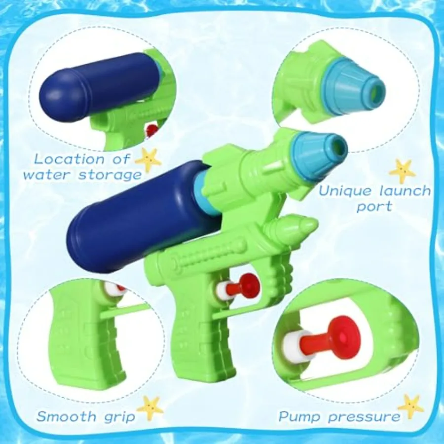 Water Gun for:Plastic, Multicolor, 20 ft Range 180cc Capacity Ideal for Pool, Beach, Yard, Lawn Outdoor Summer Activities
