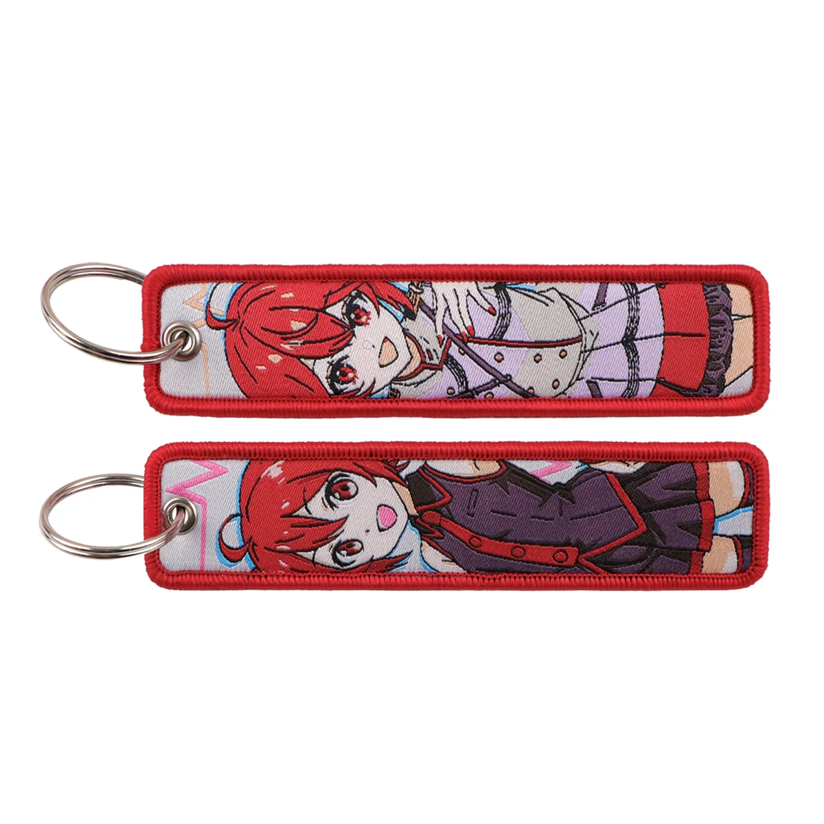 Cute Anime Girls Keychain for Cars Backpack Key Holders Red-Haired Embroidery Keyrings Key Tag Jet Tag Accessories Gifts 1pcs - view 5