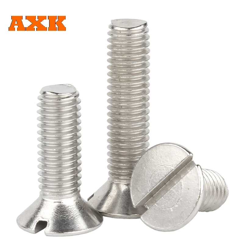 50/ 20/ 10pcs M1.6 M2 M2.5 M3 M4 M5 M6 M8 304 stainless Steel Metric Threaded Slotted Flat Countersunk Head Screw Bolt GB68