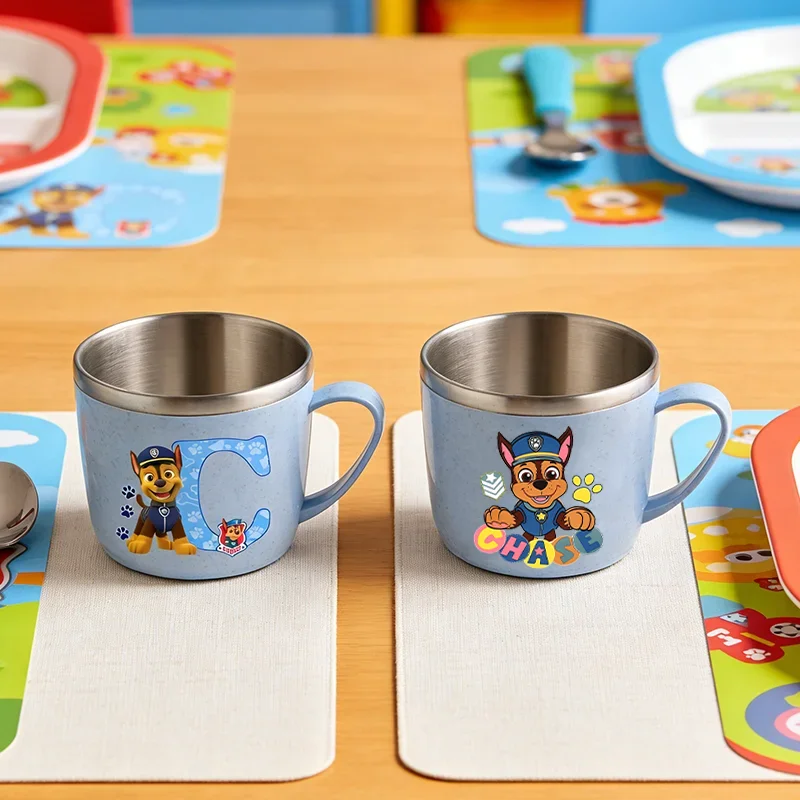 

Chase Cartoon Letters Water Cup School Coffee Mugs Home Stainless Steel Drink Cups Paw Patrols Cute Child Milk Mug Birthday Gift