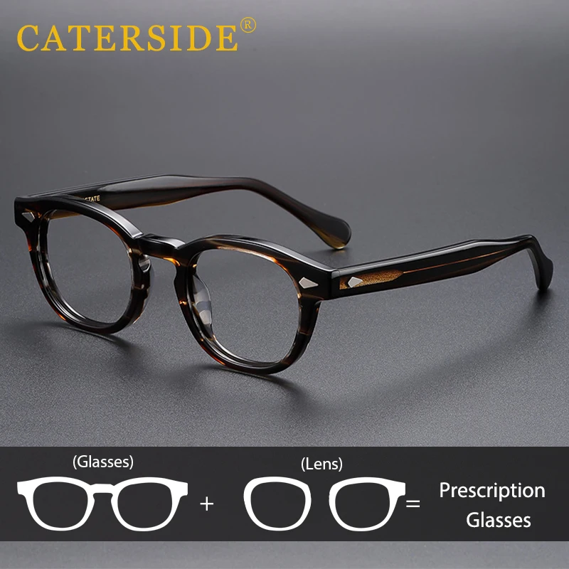 

CATERSIDE Acetate Round Men Prescription Glasses Anti Blue Light Reading Eyewear Customized Optical Glasses Women Daily Glasses