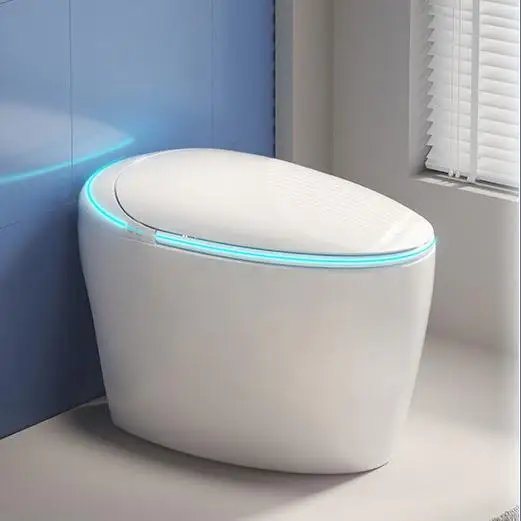 Egg-shaped Smart Toilet for Home Use, Featuring Automatic Lid Opening and Flushing, As Well As Washing and Heating Functions.