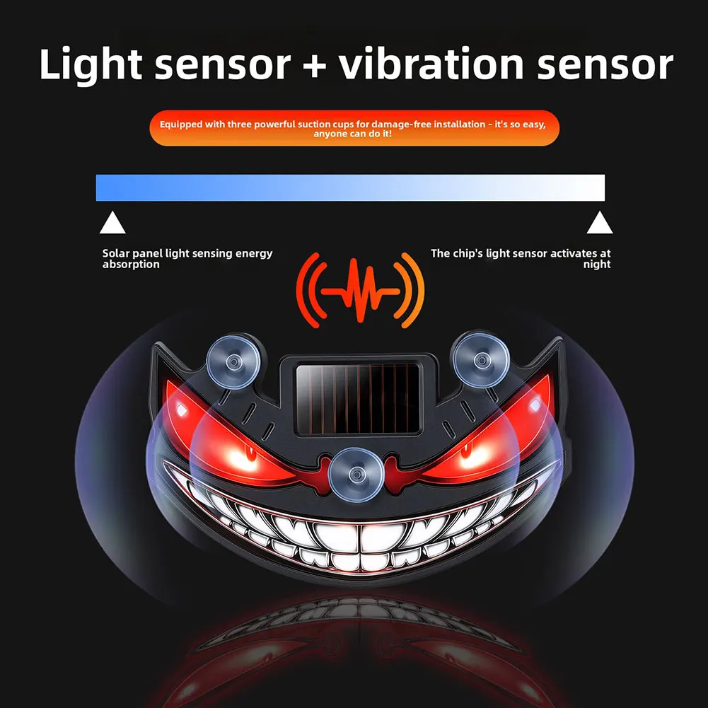 LED Demon Eye Solar Car Window Warnings Light Intelligent Light Sensor Auto On-At Night Safety Light For Interior Dashboard