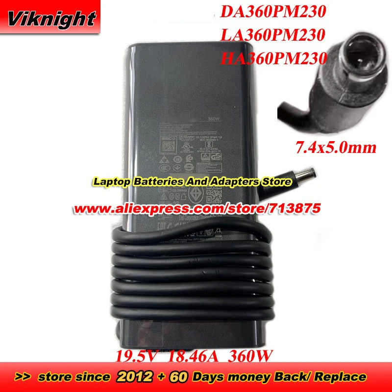 New HA360PM230 LA360PM230 DA360PM230 GAN AC Adapter 19.5V 18.46A 360W for M18 R2 X16 R2 GAMING X16 INSPIRON M18
