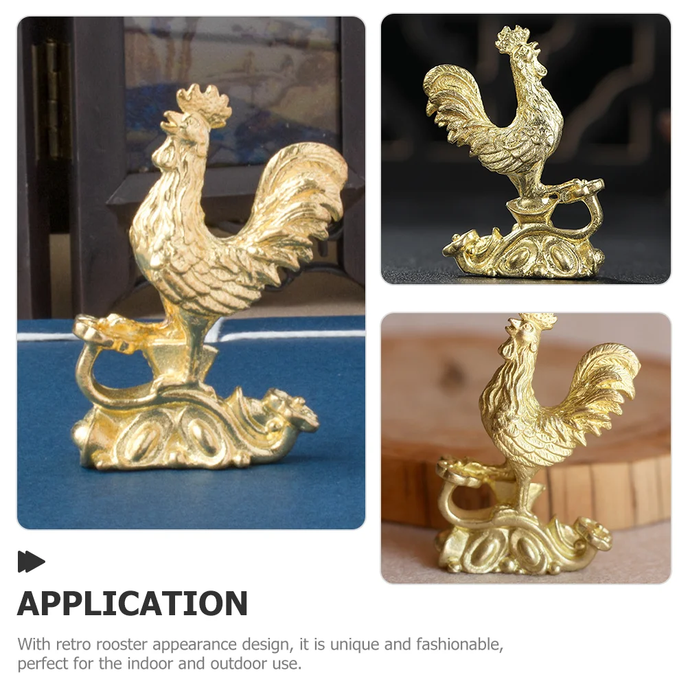 Adornos de gallo de latón chino, decoración Yuanbao para sala de estar, estatuas de escritorio, decoraciones para el hogar, mesa de cobre dorada