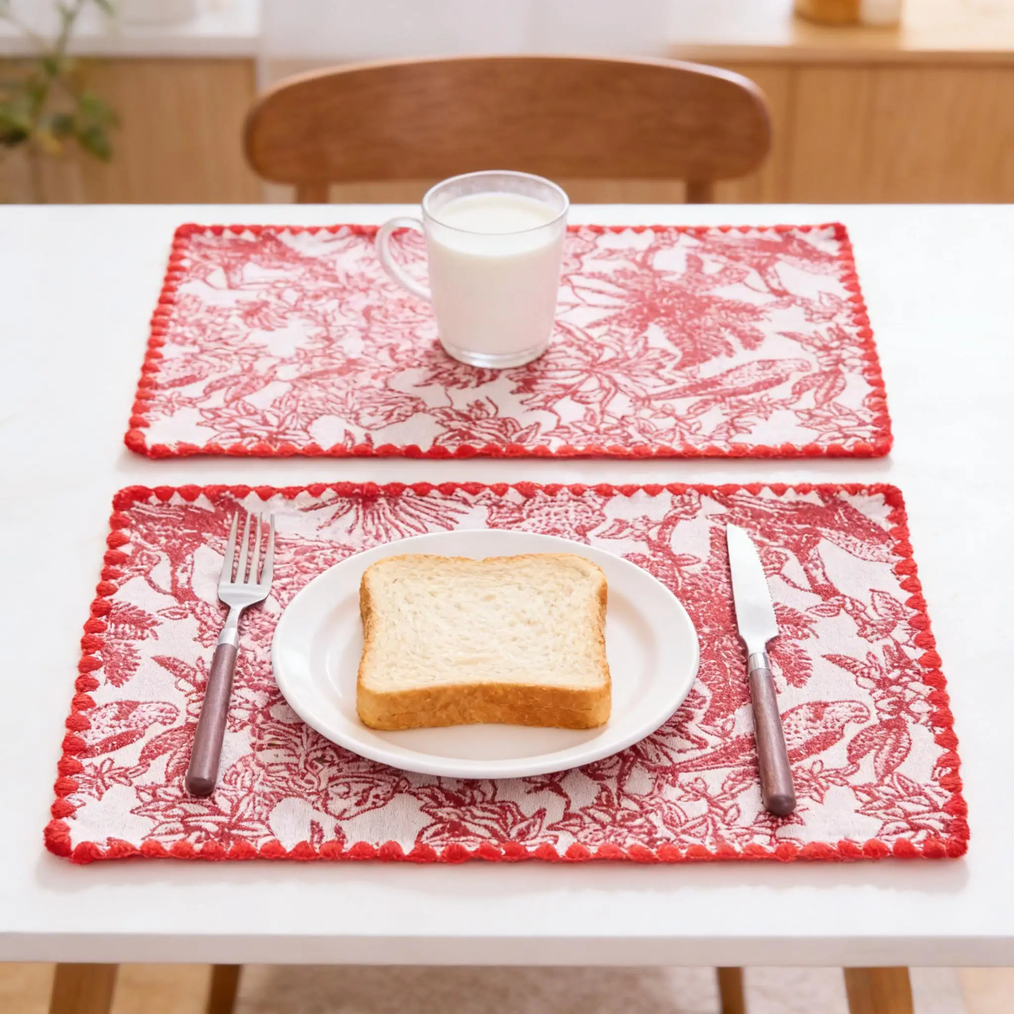 Washable & Reusable Table Mats Cotton Placemats Cloth Place Mats for Farmhouse Kitchen Tabletop Cotton Table mats 12 x 18 Inch