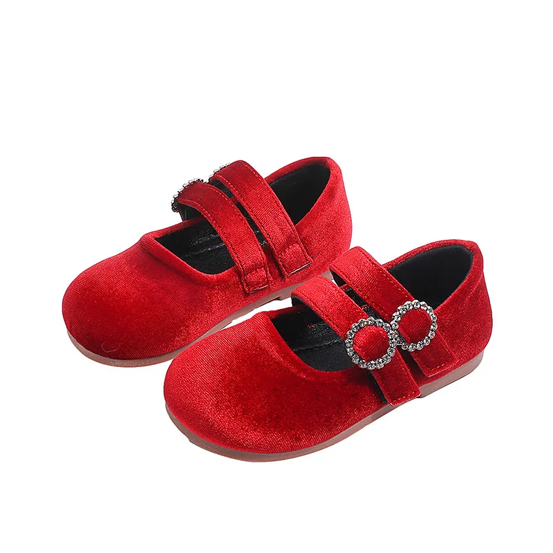 Zapatos Fashion Kids Casual Leather Shoes 2026 Spring New Rhinestone Girl Princess Shoes Retro Versatile Girls Mary Jane Shoes
