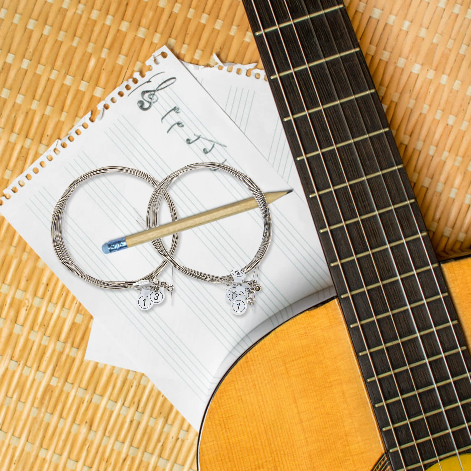 

2 Sets Electric Guitar Strings High Nylon Durable Replacement Folk Guitar Using Strings Wooden Accessories