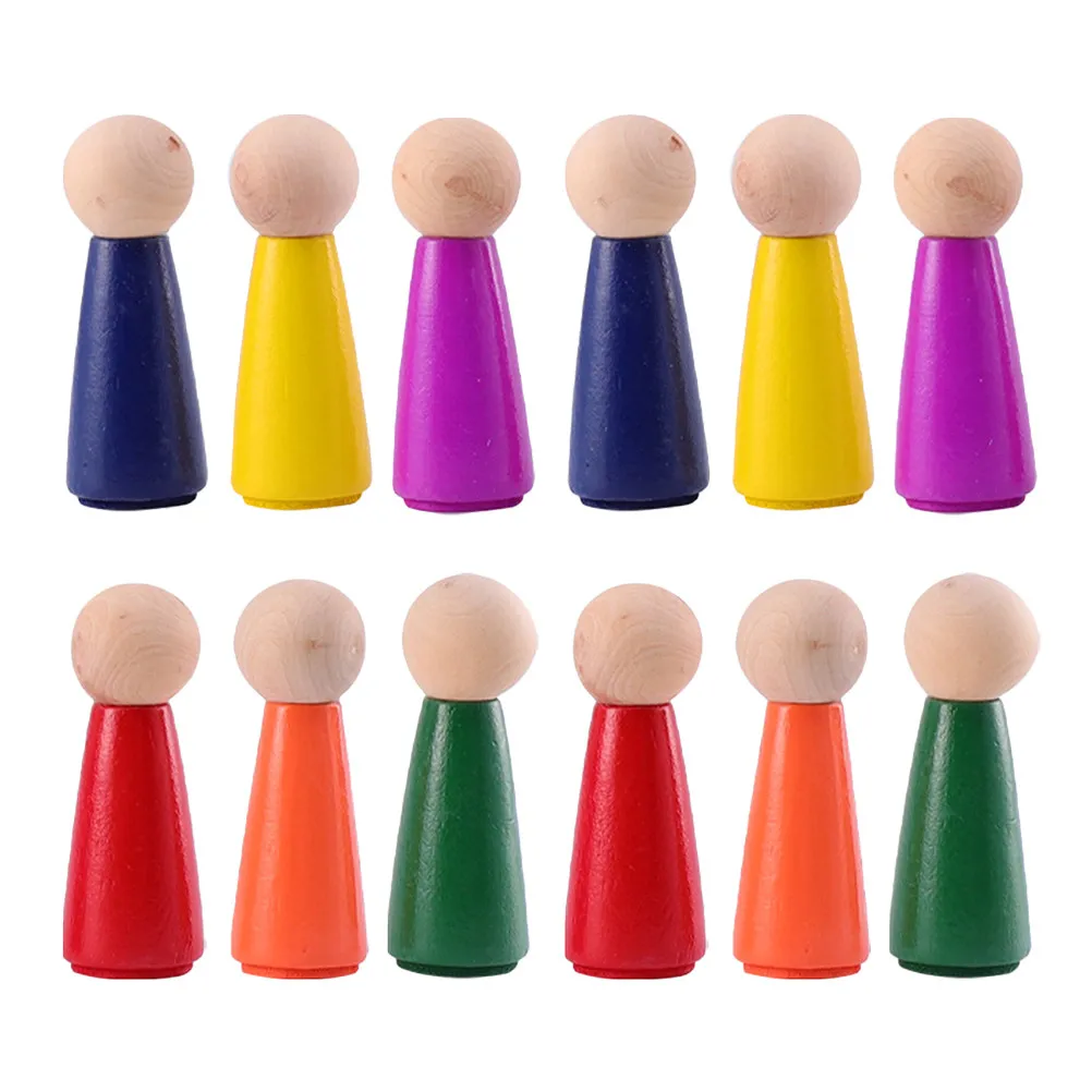 12Pcs DIY Wooden Peg High-Quality Material Durable Long-Lasting Graffiti Unfinished Crafts Wooden Peg