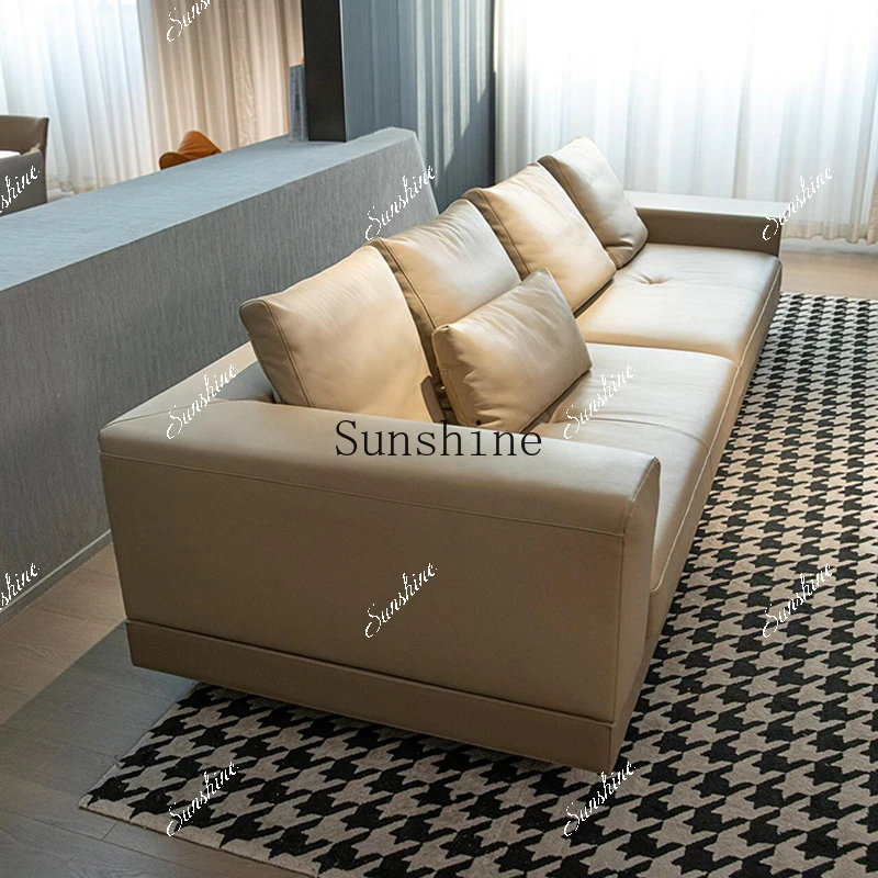 

The first floor cowhide living room high-end villa modern simple light luxury high-end sofa FT