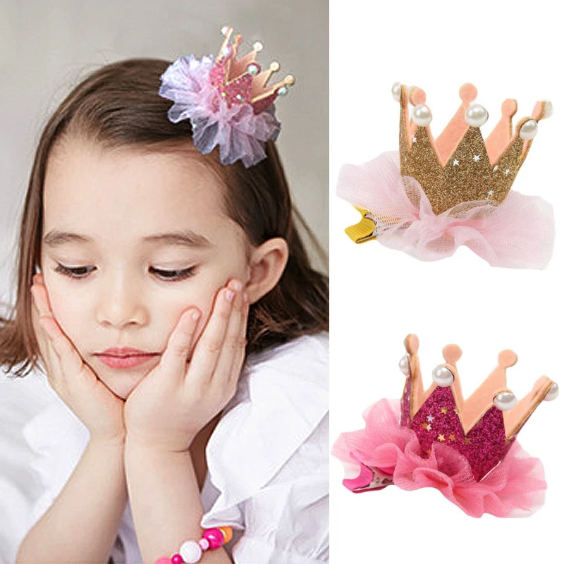 Children Crown Hair Barrette Cute Hair Clips for Girls Fashion Hair Clips Gold Pink Rose Red Crown Baby Girls Hair Accessories