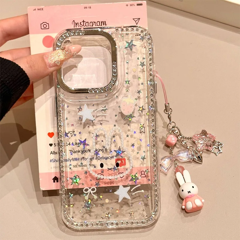 

Miffy phone case keychain iPhone 13-16promax universal cartoon laser wear-resistant and anti drop accessories for all models