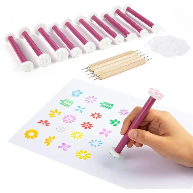 AT05-Dotting Pens Flower Petal Tools For Painting, For Embossing Tools For Painting Dots, Detachable Dotting Shapes