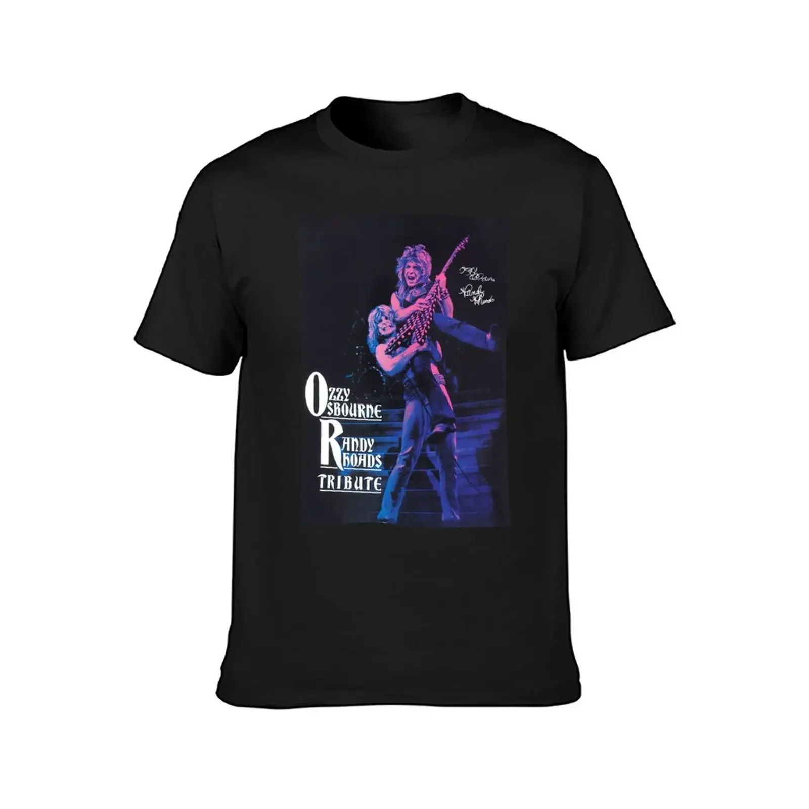 American Guitarist Randy Rhodes Tribute signature Rhoads Jackson T-Shirt blue archive plus size clothes Short sleeve tee men