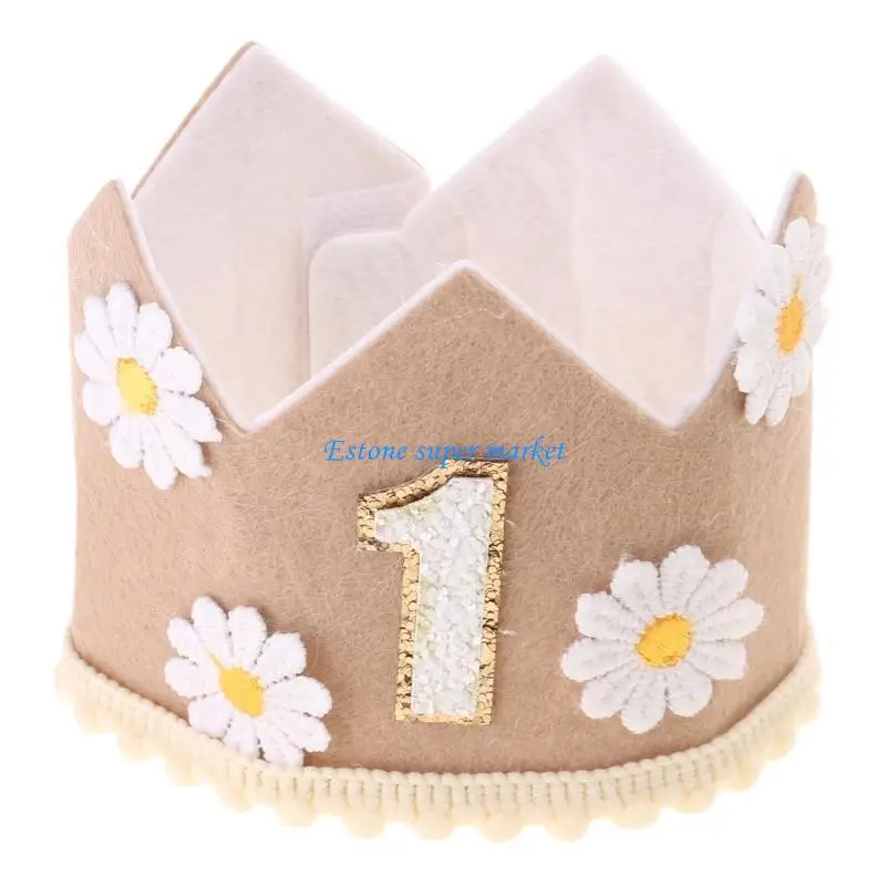 090B Themed First Birthday Party Hat for Baby Girls Boys, Felt Celebration Party Caps for One Year Birth Celebration