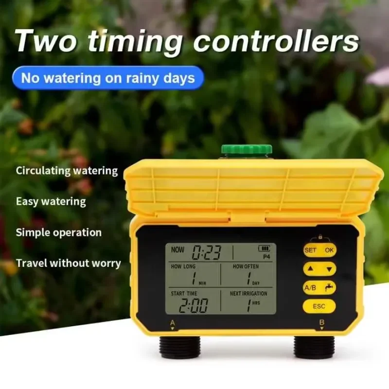 WAP01 SBT009 Smart Watering Timer Two Outlet Solar Energy Rain Sensor and Child Irrigation Pump Controller