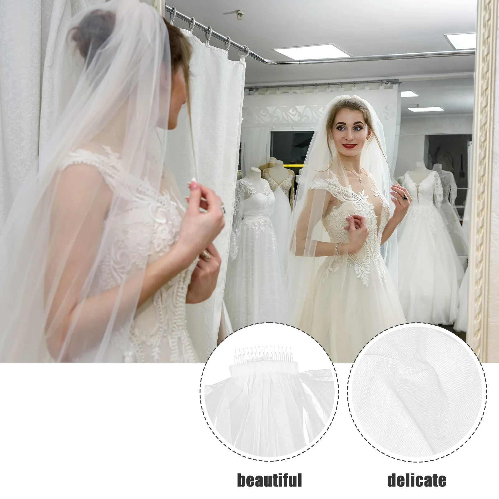 

Short Wedding Veil Bridal Veil with Comb Delicate Mesh Edge Bride Veils for Wedding Photography Parties Veils for Brides