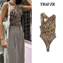 TRAF ZR Sexy Romper for Women 2024 Playsuit Bodys Women's Elegant Luxury Leopard summer Romper Woman Trend 2024 Jumpsuits