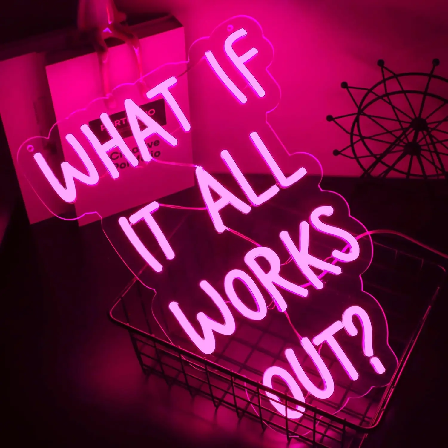  What If It All Works Out Neon Sign LED USB Neon Light Wall Decor Aesthetic Bedroom Office Salon Inspirational Wall Art Gift