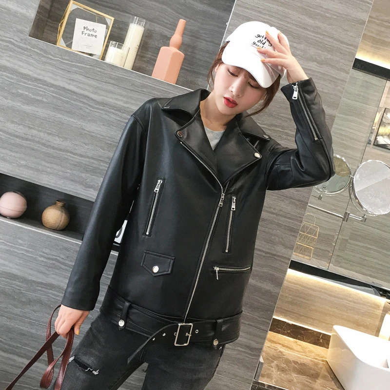 ZURICHOUSE High Quality Genuine Leather Jacket Women Autumn Winter Biker Zipper Jackets Lapel Loose Fit Natural Sheepskin Coat