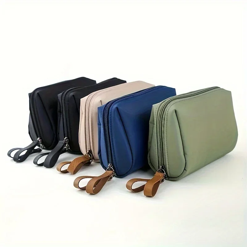 Small Solid Color Portable Makeup Bag Travel Cosmetic Pouch Storage Organizer For Daily Use