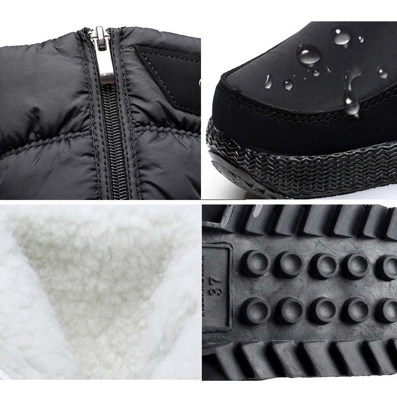 أحذية الثلوج النسائية أحذية الشتاء الفاخرة سميكة أفخم مقاوم للماء عدم الانزلاق مع القوس أحذية الشتاء النسائية الموضة الدافئة الفراء بوتاس موهير #5