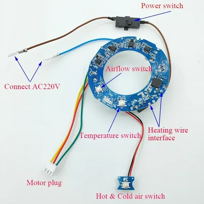 AC220V Three-phase Brushless DC High Speed BLDC Motor 3 Stage Driver 110000 RPM Electric Engine for Dyson Hair Drier Air Duct