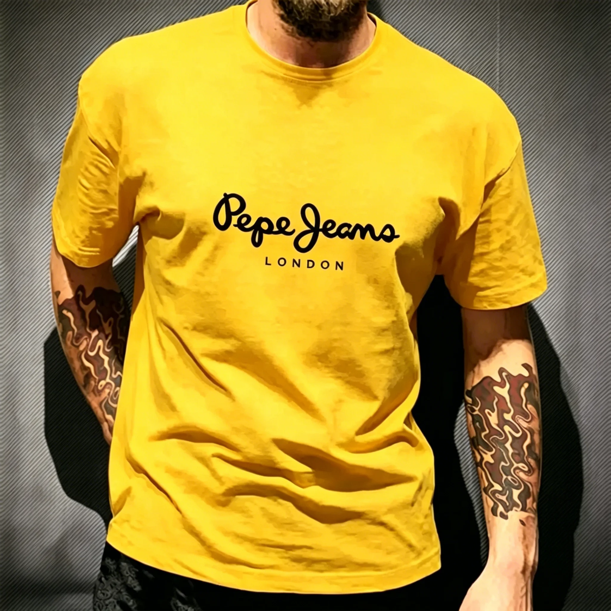 Pepe Jeans London Grafik-T-Shirt für Herren, Schwarz, lässig, Rundhalsausschnitt, kurze Ärmel, Streetwear, Baumwolle, Alltags-Top – Detail 19
