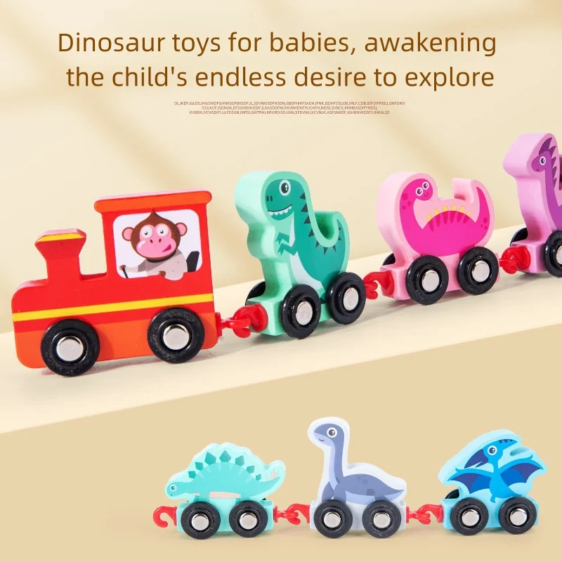 Tren de dinosaurios para niños, juguetes de clasificación de Color, rompecabezas de iluminación cognitiva Digital, coche de bloques de educación temprana