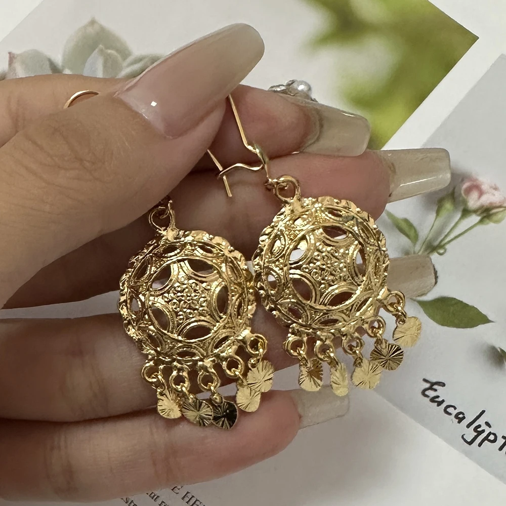 Bridal Jewelry Gifts Gold Color Earrings For Women Girl Fashion Arab African Ethiopian Dubai Jewelry