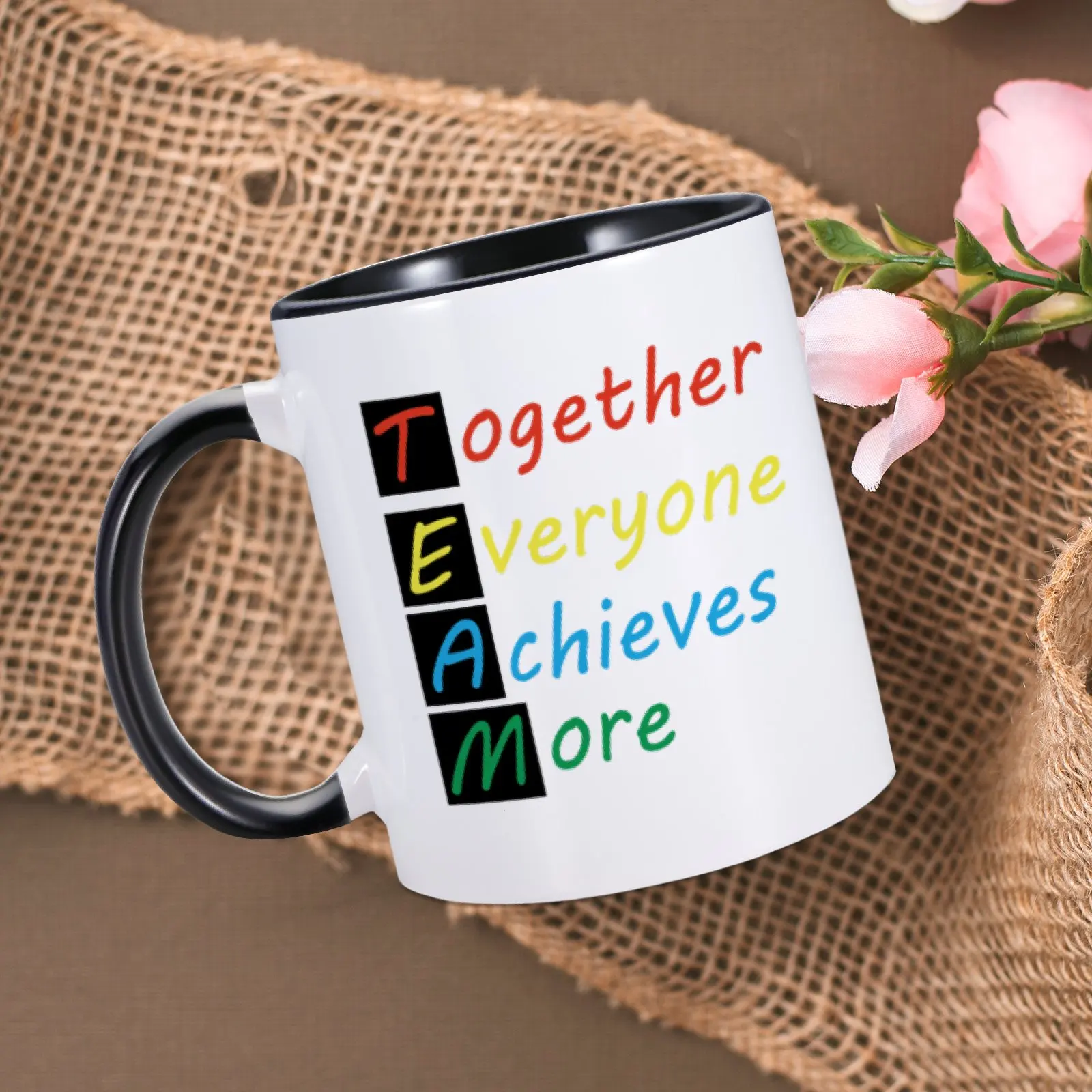 Team Together Everyone Achieves Mug Inspirational Ceramics Coffee Mugs for Coworker Team Member Office Tea Cup Appreciation Gift