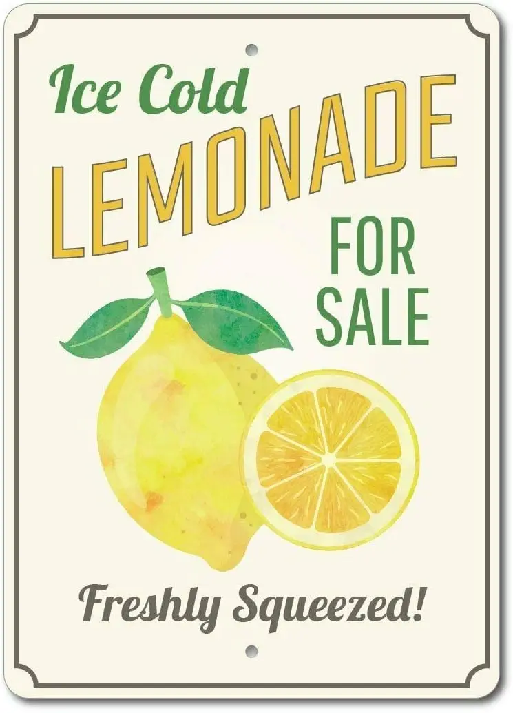 Lemonade Decor Ice Cold Lemonade Sign Lemon Decor Aluminum Sign Aluminum Metal Sign 8x12 Inches