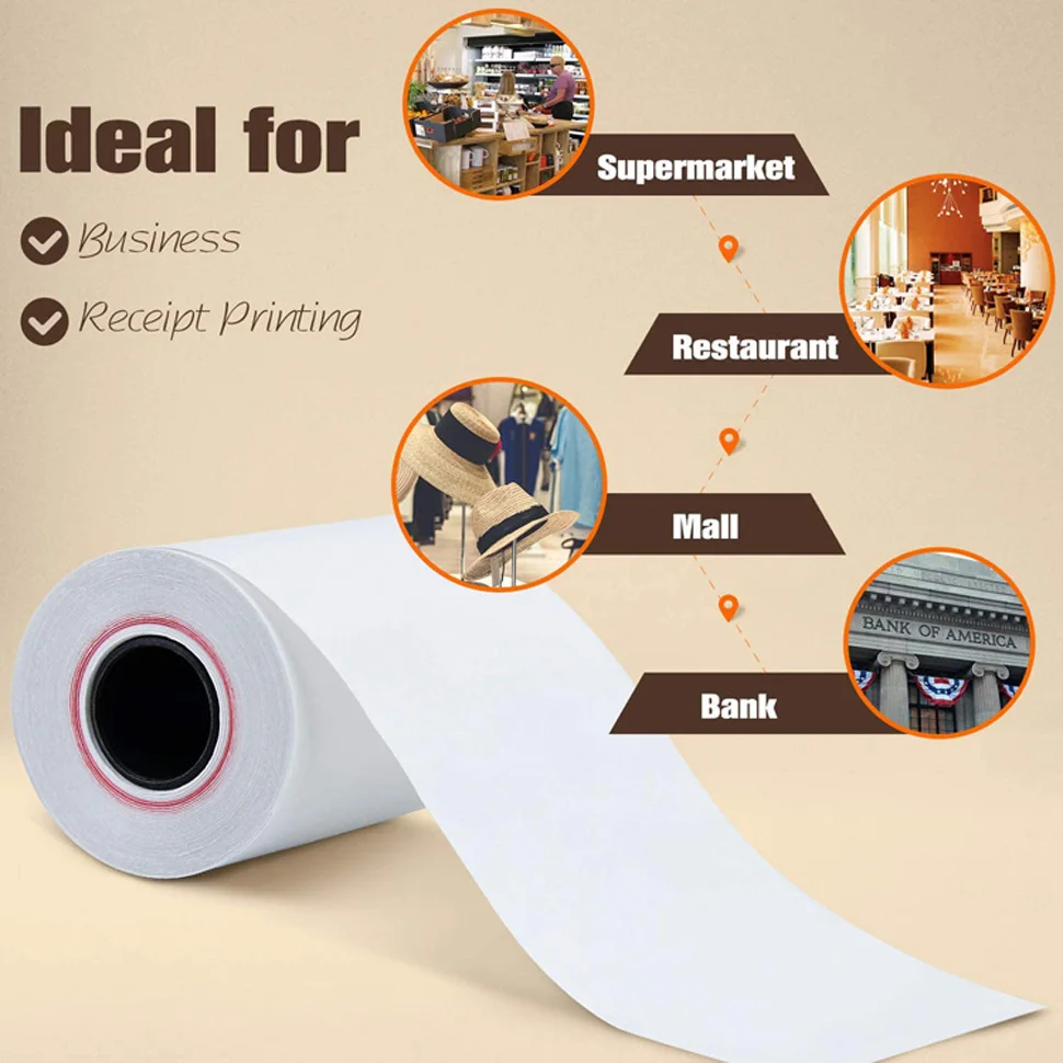 2 Rolls Thermal Paper Rolls 57x50mm Cash Register Thermal Receipt Paper Rolls 57*50 for Supermarket POS Printer