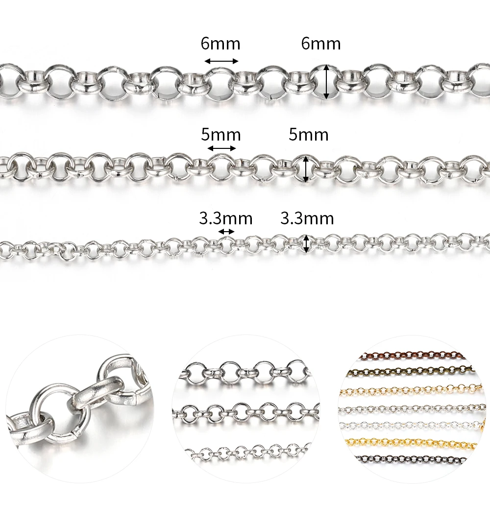 1 Meter 2 Meter geprägte O-Form Halskette Ketten Kupfer Armband Kabel Link Bulk Offene Ringketten für DIY Schmuckherstellung – Detail 6