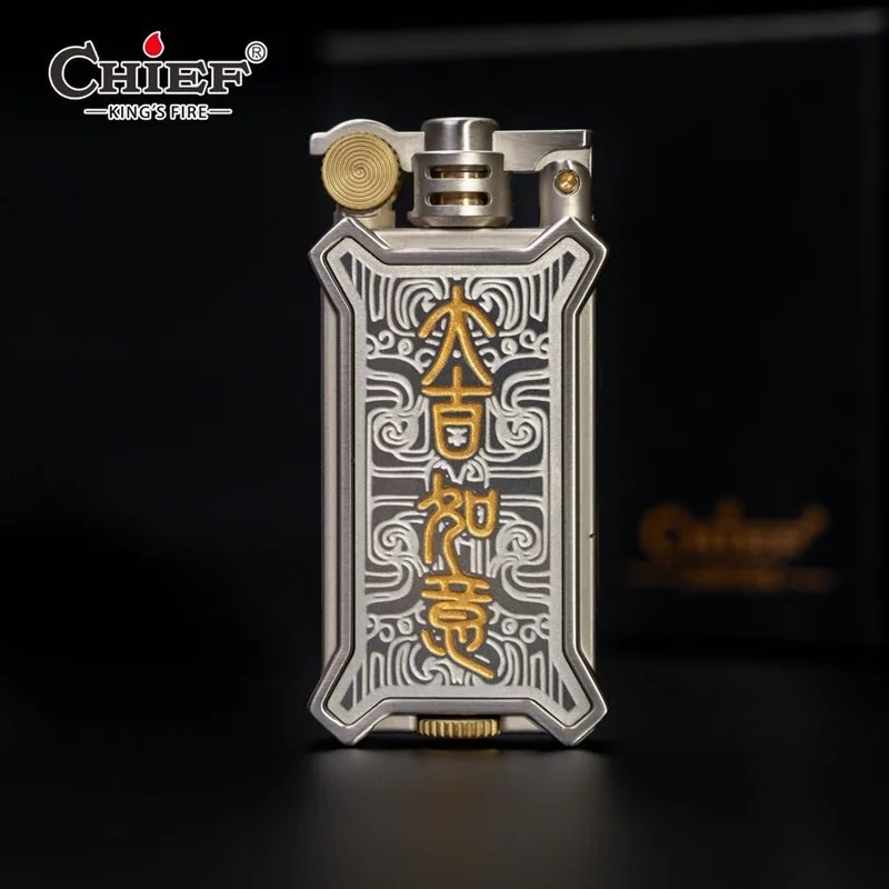 2026 CHIEF Kerosine Lighter Creative Mechanical Retro Carving Windproof Grinding Wheel Ignition Men's Personalized Gift