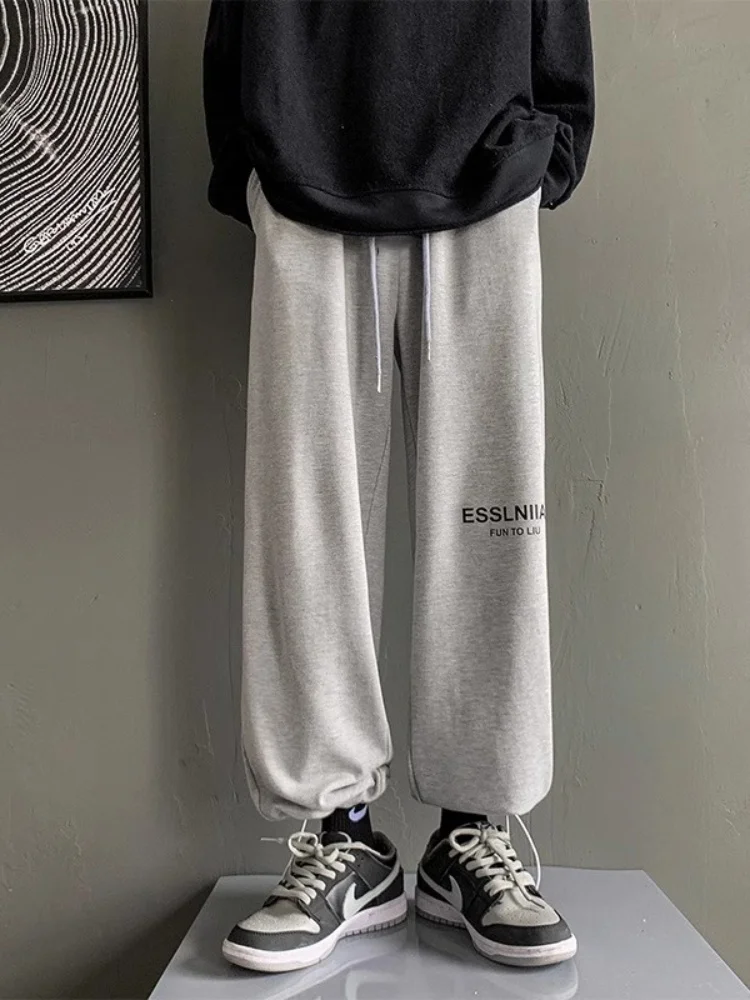 

Мужские спортивные брюки большого размера 300, осень-зима, свободные длинные брюки, повседневные спортивные штаны, модные брендовые прямые брюки