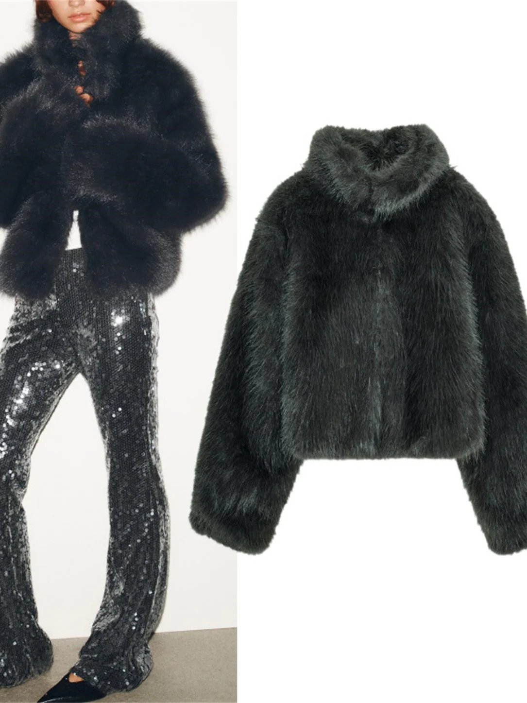 เสื้อโค้ทขนเฟอร์เทียมแฟชั่นสำหรับผู้หญิง สไตล์หรูหรา คอลเลคชั่นฤดูใบไม้ร่วงใหม่ เหมาะสำหรับวัยรุ่น ทรงเข้ารูป