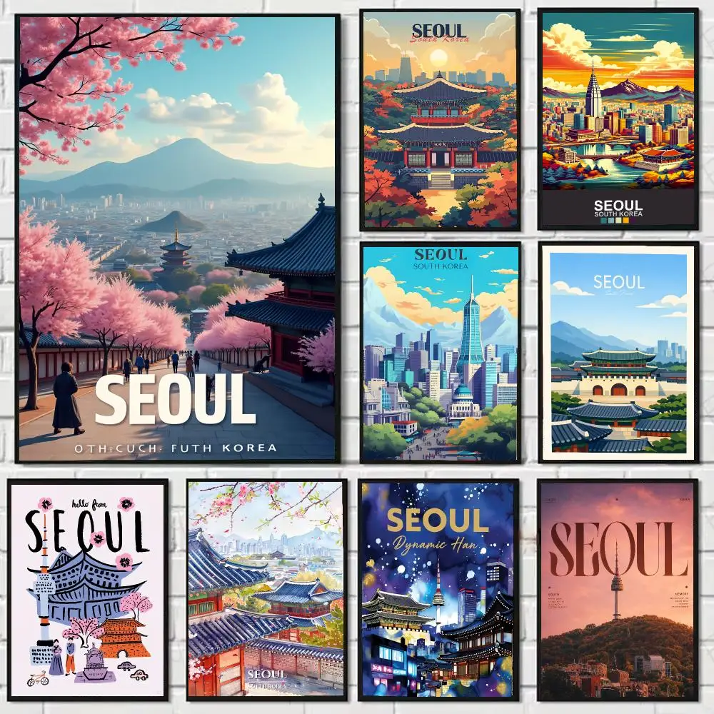 City modern S-Seoul Painting Calligraphy Canvas Art Styles, Wall Art Decor, Living Room Decor