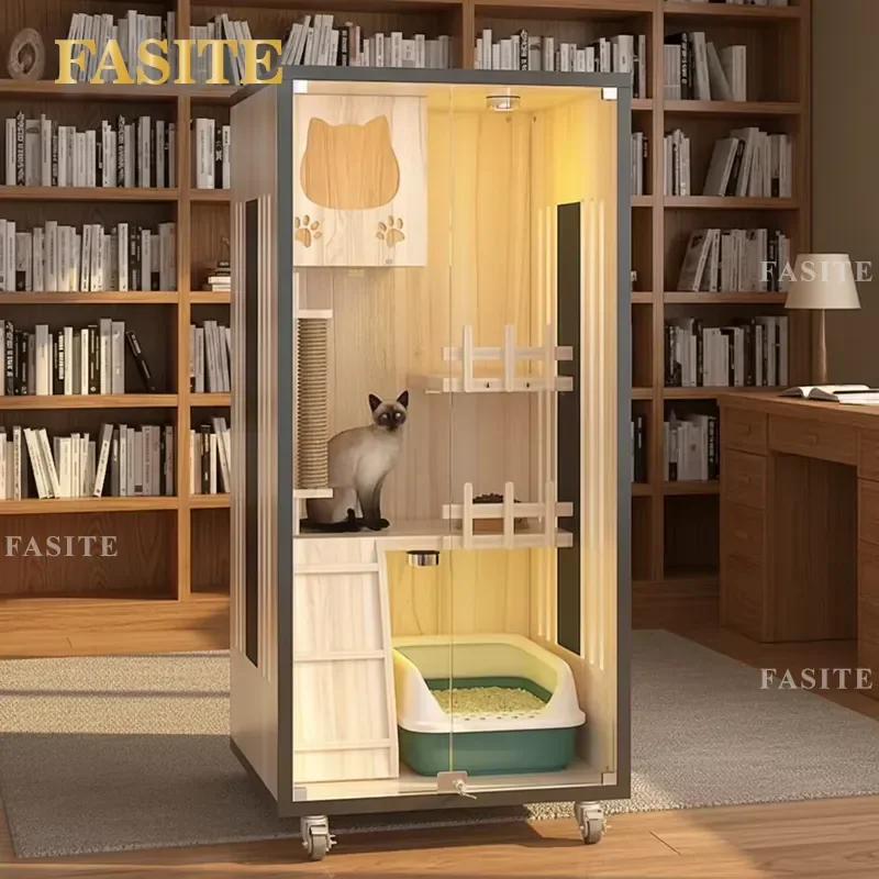 For Smart Cat Litter Box Oversized Luxury Cat Villa House Indoor Furniture Cage with Spacious Design for Large Cats