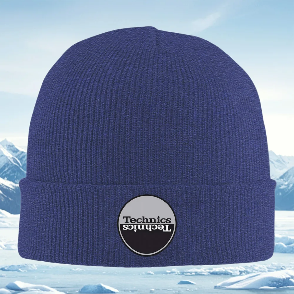 Technics logo nowoczesny wzór odwrócony męski damski unisex czapka dzianinowa beanie zimowa termiczna ciepła świąteczna na zewnątrz